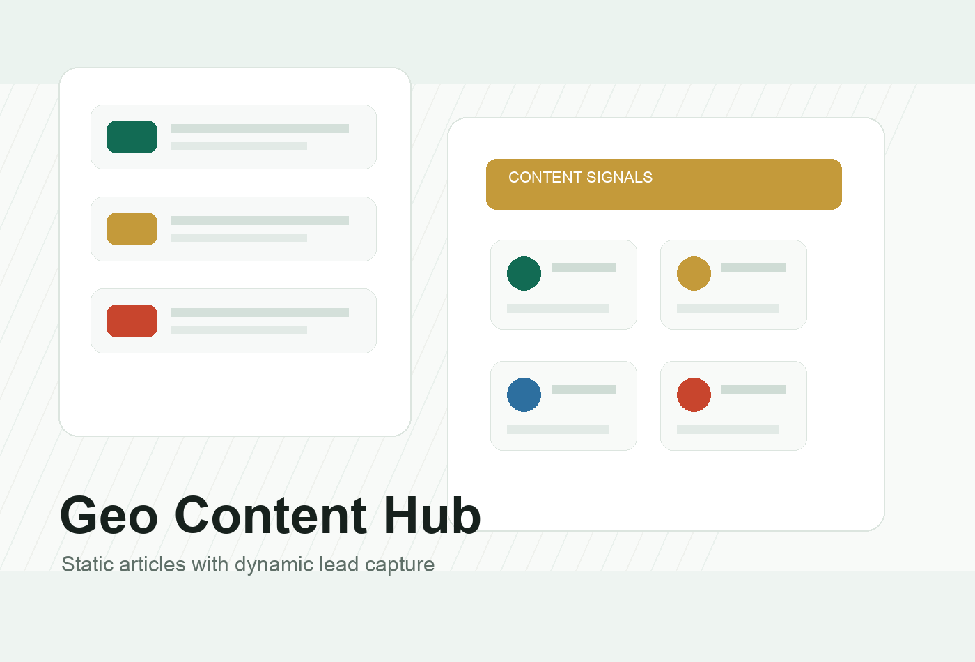 Editorial dashboard with article cards and inquiry signals